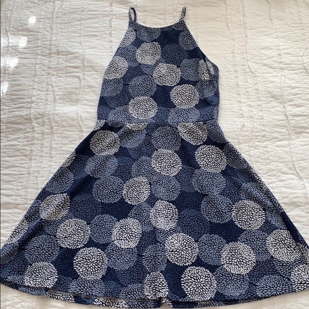 blue patterned dress